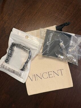 Vincent Camuto Silver Earrings and Hematite Bracelet